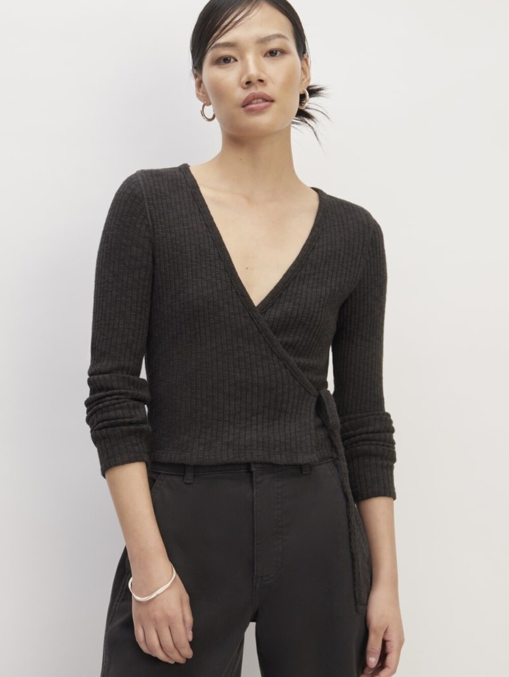 Everlane Rib Knit Wrap Top, Size XS